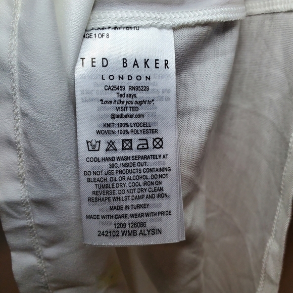 TED BAKER Floral White T-Shirt Sz 1 US 4 - Picture 8 of 9